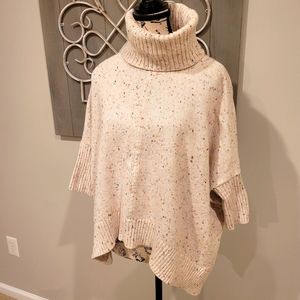 Loft cowl neck sweater with ribbed waist and sleeves Size XS Cream speckled
